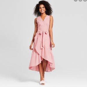 Who What Wear stripped wrap midi dress